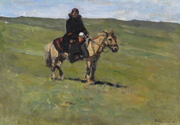 Суриков Василий Иванович. Всадник в степи. Холст, масло. 39х55,7. 1891-1894. Новосибирский государственный художественный музей.