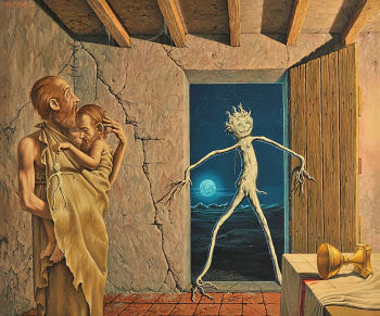 Йохфра Боссхарт. Прошлое, настоящее, будущее. Доска, масло. 1970. Частная коллекция.