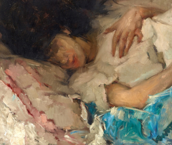 Йозеф Куттер. Отдыхающая женщина. Холст, масло. 51,7х61,6. 1918. Национальный музей истории и искусства (Люксембург).