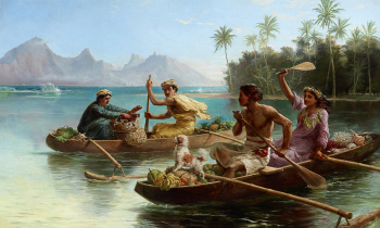 Николя Шевалье. Наперегонки на рынок, Таити. Холст, масло. 102х169. 1880. Художественная галерея Нового Южного Уэльса.