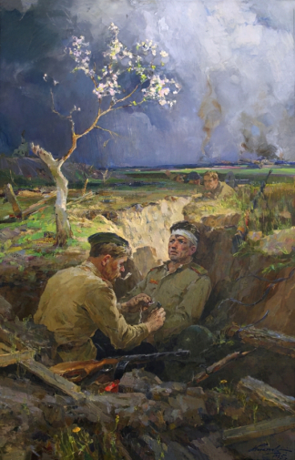 Родионов Александр Миронович. Жизнь побеждает. Холст, масло. 155х103. 1965. Государственный музей изобразительных искусств Республики Татарстан.