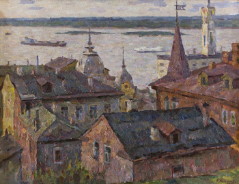 Малиновский Виктор Петрович. Нижегородские крыши. Холст, масло. 64х84. 1970. Нижегородский государственный художественный музей.