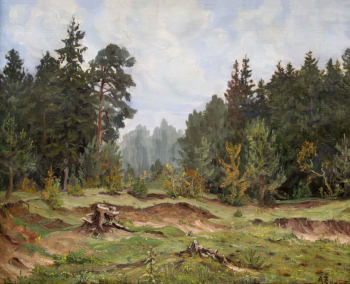 Антанас Жмуйдзинавичюс. Лесная поляна. Холст, масло. 42х52. 1950. Иркутский областной художественный музей имени В.П.Сукачева.