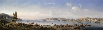 Карло Боссоли. Панорама османского Константинополя. Холст, гуашь. 40х135. 1854. Частная коллекция.