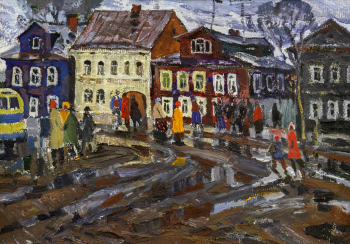 Зевакин Виктор Сергеевич. Торжок. Картон, масло. 50х70. 1979. Музей изобразительных искусств Кузбасса.