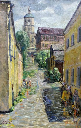 Кузнецов Виктор Егорович. Торжок после дождя. Картон, масло. 55х35. 20 век. Музейно-выставочный центр (Заречный).