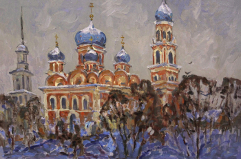 Панарин Пётр Семёнович. Спасопреображенский Собор в Торжке. Картон, масло. 50х70. 1984. Картинная галерея имени В.В.Тихонова.