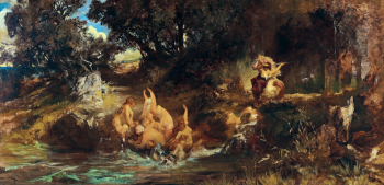 Ганс Макарт. Русалки и тигр. Холст, масло. 117х232. 19 век. Частная коллекция.