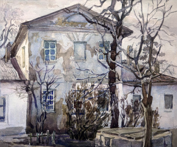 Кропко Александр Петрович. Дом Мюльгаузена (Симферополь). Бумага, акварель. 28х32,4. 1983. Симферопольский художественный музей.