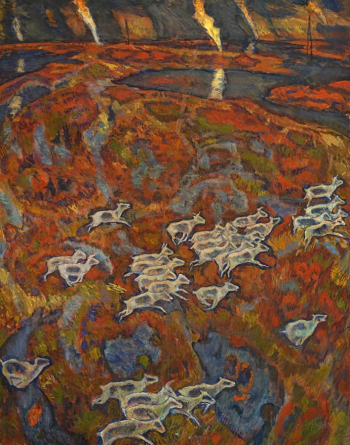 Савенко Иван Григорьевич. Разбуженная тайга. Холст, масло. 160х129. 1987. Томский областной художественный музей.