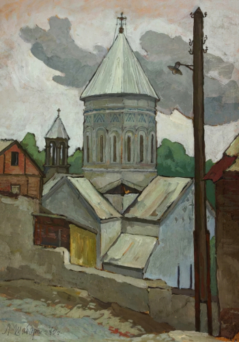 Шабаршина Лидия Ивановна. Старый Тбилиси. Картон, темпера. 50х30. 1970. Историко-этнографический музей-заповедник Шушенское.