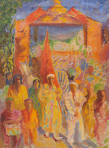 Неизвестный художник. Демонстрация в Узбекистане. Холст, масло. 67х50. 1920-е. Самарский областной художественный музей.