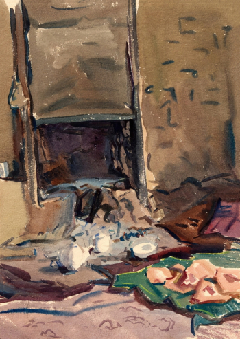 Скородумова Таисия Николаевна. Узбекский интерьер. Бумага, акварель. 29,3х20,8. 1963. Тульский музей изобразительных искусств.