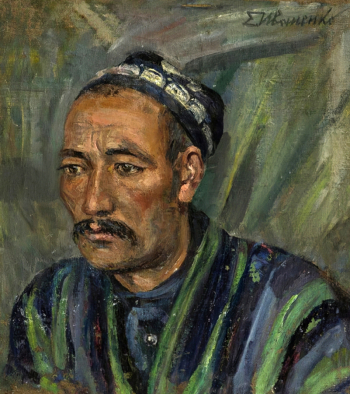 Шапошникова-Иваненко Елена Михайловна. Рабочий Узбекистана. Холст, масло. 46х41,5. 20 век. Дальневосточный художественный музей.