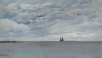Левитан Исаак Ильич. Море в Финляндии. Картон, масло. 15х26. 1898. Иркутский областной художественный музей имени В.П.Сукачева.