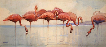 Сидней Лонг. Фламинго. Бумага, акварель, гуашь. 1917. Художественная галерея Нового Южного Уэльса.