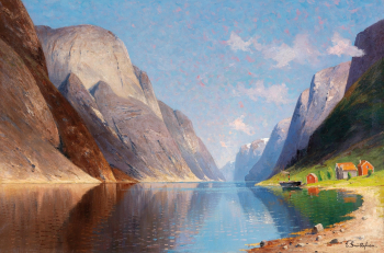 Элизабет Грюттефьен-Кикебуш. Пейзаж фьорда. Холст, масло. 80х120. 20 век. Частная коллекция.