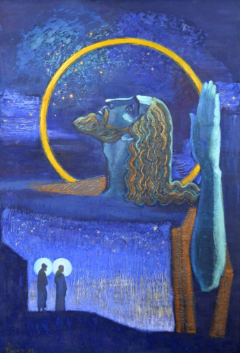 Рудзите Илзе Рихардовна. Звёздные знаки. Предстояние. Холст, масло. 136,5х92. 1993. Государственный музей истории литературы, искусства и культуры Алтая.