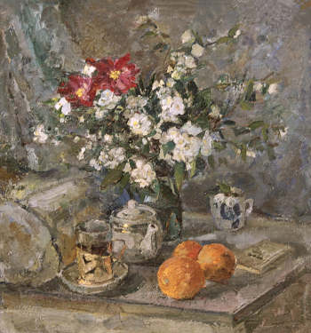 Горбунов Альберт Петрович. Натюрморт с жасмином. Холст, масло. 70,5х65,5. 1976. Тамбовская областная картинная галерея.
