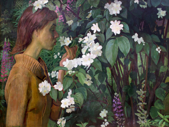 Жилинский Дмитрий Дмитриевич. Жасмин. Оргалит, темпера. 51х68. 1978. Музейно-выставочный комплекс Новый Иерусалим.