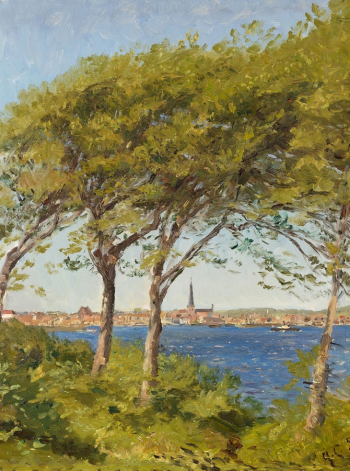 Годфред Кристенсен. Вид Хельсингборга. Холст, масло. 54х45. 1800-е. Частная коллекция.