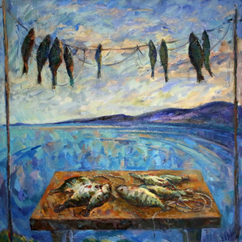 Павловская Елена Юрьевна. Рыбки. Холст, масло. 70х70. 1997. Государственный художественный музей Алтайского края.