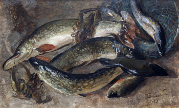 Шардаков Павел Фёдорович. Дары волгоградской земли. Оргалит, масло. 50х80. 1983. Пермская государственная художественная галерея.