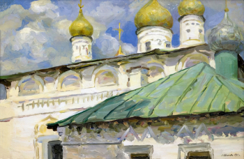 Бычков Вячеслав Павлович. Церковь в Чебоксарах на Волге. Картон, масло. 24х37. 1911. Томский областной художественный музей.