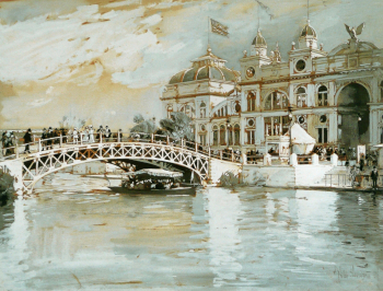 Чайльд Гассам. Чикаго. Бумага, гуашь. 27х35,6. 1892. Коллекция Фонда Терра (США).