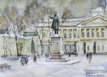 Афанасьев Анатолий Петрович. Русский музей в Питере. Бумага, акварель. 19,5х28. 2009. Пензенская областная картинная галерея имени К.А.Савицкого.