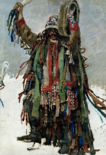Суриков Василий Иванович. Шаман, этюд. Холст, масло. 34,1х43,7. 1893. Красноярский краевой краеведческий музей.