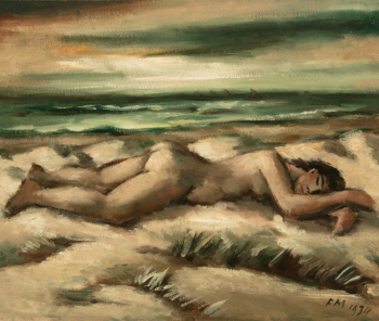 Франс Мазерель. Лежащая обнажённая. Панель, масло. 38х45,8. 1934. Частное собрание.