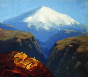 Куинджи Архип Иванович. Эльбрус днём. Бумага, масло. 19,8х22,3. 1900-1910. Государственный Русский музей.