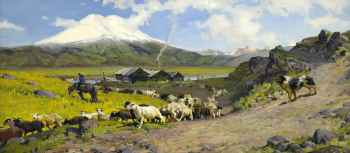 Мацкиев Сергей Владимирович. Эльбрус Величественный. Холст, масло. 40,3х90. 2013. Ростовский областной музей изобразительных искусств.