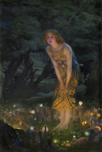 Эдвард Роберт Хьюз. Канун летнего Солнцестояния. Холст, масло. 1908. Частная коллекция.