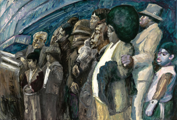 Рапопорт Александр Владимирович. Зеваки. Похороны в Китайском квартале. Из серии `Образы Сан-Франциско`. Картон, темпера. 76х112. 1984. Московский музей современного искусства.