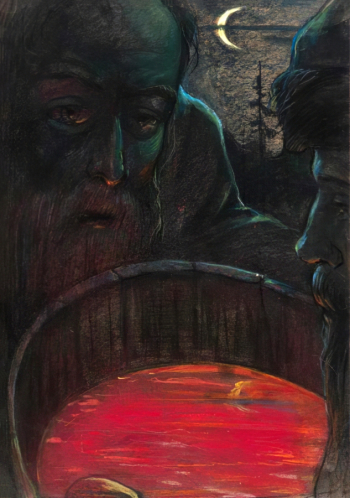 Глазунов Илья Сергеевич. Колдовство. Картон, пастель. 68,2х47,8. 1969. Московская государственная картинная галерея Народного художника СССР Ильи Глазунова.