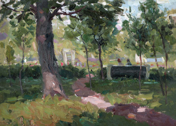 Евмененко Феликс Куприянович. В Химкинском парке. Картон, масло. 25х34,8. 1950-е. Химкинская картинная галерея имени С.Н.Горшина.