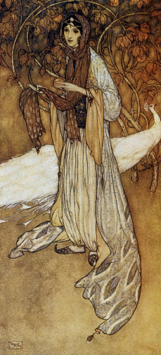 Эдмунд Дюлак. Шахерезада. Иллюстрация. 1907. 1001 и 1 ночь, издание `Hodder and Stoughton`.