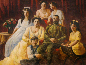 Фомин Евгений Тарасович. Семья императора Николая II. Холст, масло. 40х50. 1992. Музей истории Дальнего Востока имени В.К.Арсеньева.