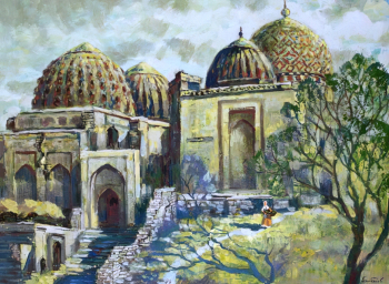 Балабаев Александр Михайлович. Шахи-Зинда. Бумага, темпера. 59,5х82. 1991. Калининградский областной музей изобразительных искусств.