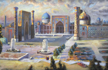 Абиб Исмаилов. Самарканд. Регистан. Холст, масло. 80х125. 20 век. Картинная галерея имени В.В.Тихонова.