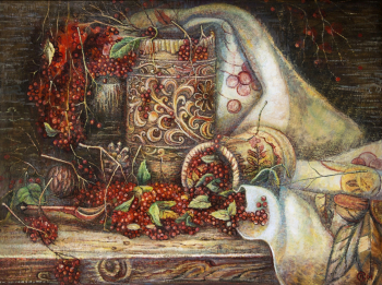Погодаев Сергей Михайлович. Калина и туеса. Холст, масло. 60х80. 2001. Государственный художественный музей Алтайского края.