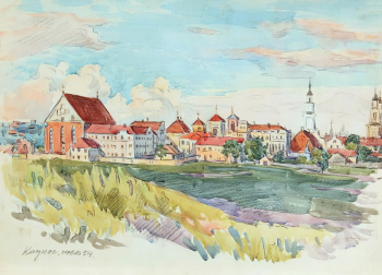 Шевченко Адольф Александрович. Каунас. Бумага, акварель. 29,5х41,5. 1954. Калининградский областной музей изобразительных искусств.