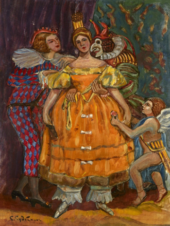 Судейкин Сергей Юрьевич. Маскарад. Картон, масло. 39,8х29,7. 1900-1910. Екатеринбургский музей изобразительных искусств.
