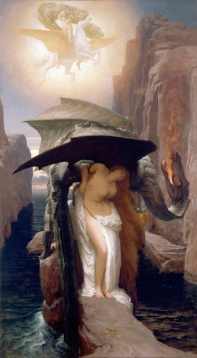 Фредерик Лейтон. Персей и Андромеда. Холст, масло. 235х129,2. 1891. Галерея искусств Уокера.