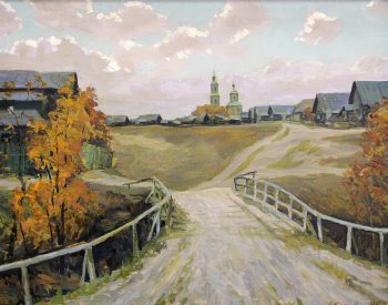 Коровин Александр Иванович. Предтеченская улица. Саранск. Холст, масло. 40х50. 1998. Мордовский республиканский музей изобразительных искусств имени С.Д.Эрьзи.