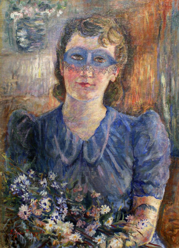 Ермилова-Платова Ефросинья Федосеевна. Портрет женщины в маске. Холст, масло. 64х62. 1939. Музейно-выставочный комплекс Новый Иерусалим.