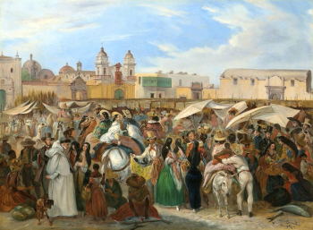 Йоганн Мориц Ругендас. Рынок Лимы. Холст, масло. 67,7х92,1. 1800-е. Частная коллекция.