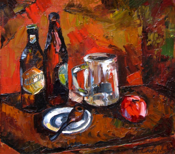 Сливкова Анна Викторовна. Пиво. Холст, масло. 40х45. 2003. Мемориальный комплекс Славы имени А.А.Кадырова.